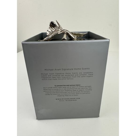 Michael Aram Ginkgo Candle Original Box Grapefruit Black Pepper Silver Tone NEW - Picture 4 of 7
